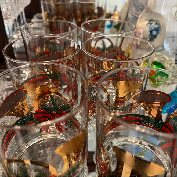 Culver 22K Gold Mid-Century Yule Horn Double Old Fashion Glasses (Set of 6) - Picture 17 of 17